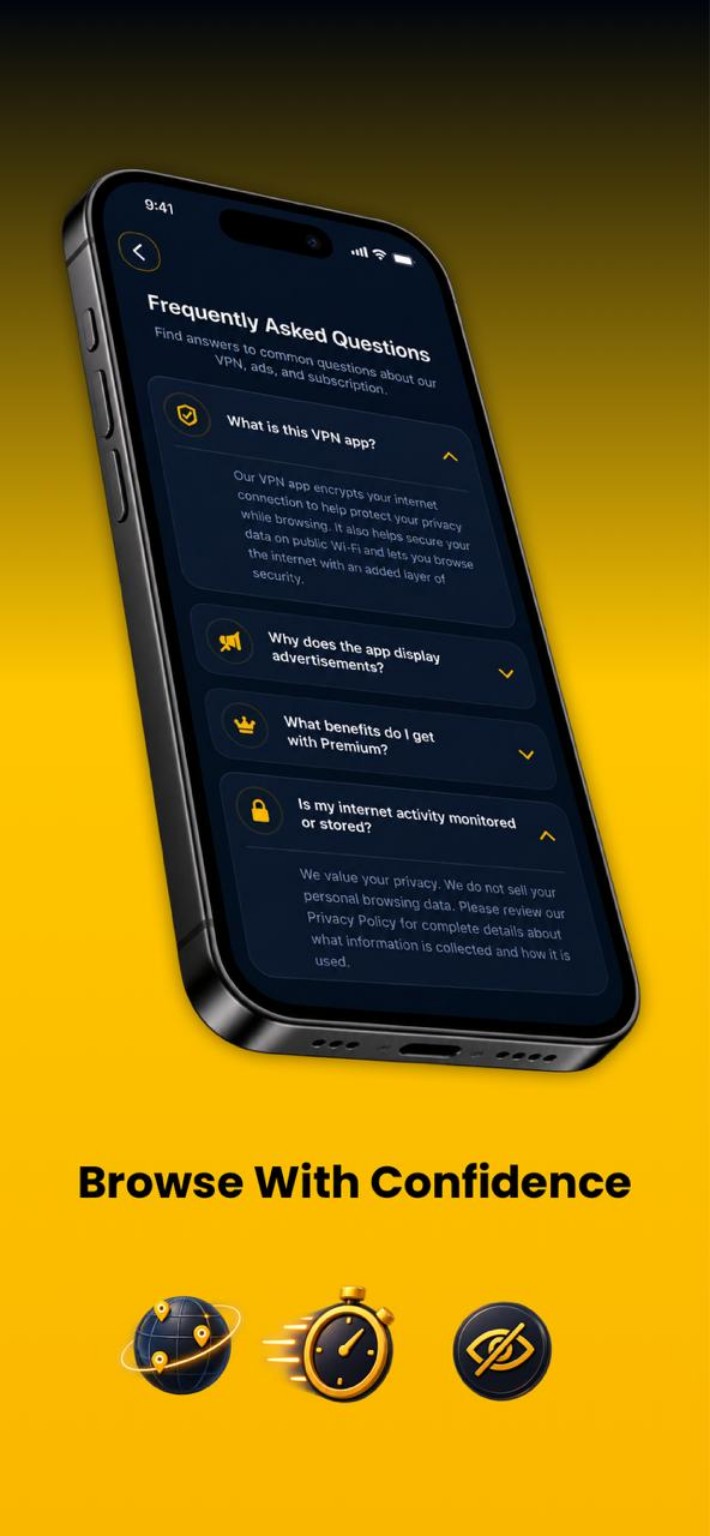 VPNSix FAQ screen